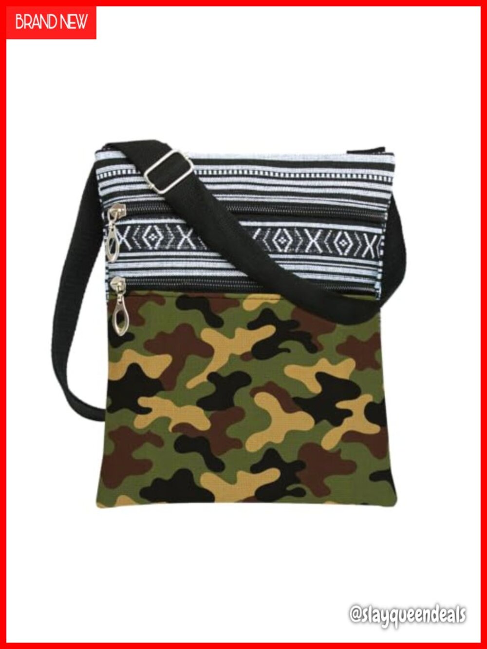 Camouflage Crossbody Bag Adjustable Strap Zipper Polyester Travel Purse
